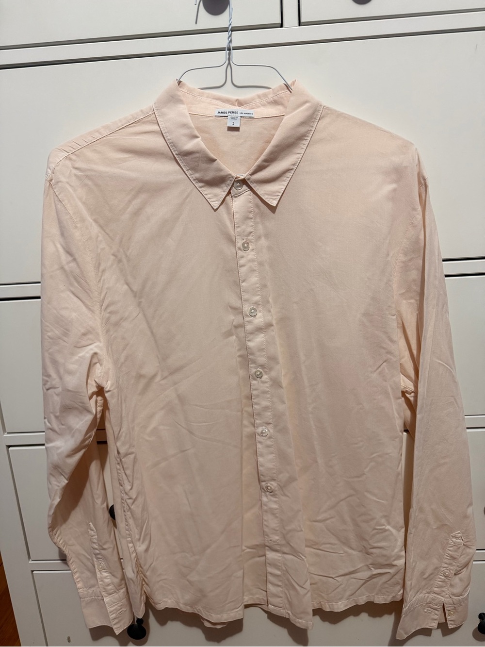 James Perse Men's Long-Sleeve Button-Up Shirt - Light Peach